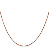 14K Rose Gold 16 inch 1mm Diamond-cut Man Made Rope with Lobster Clasp Chain